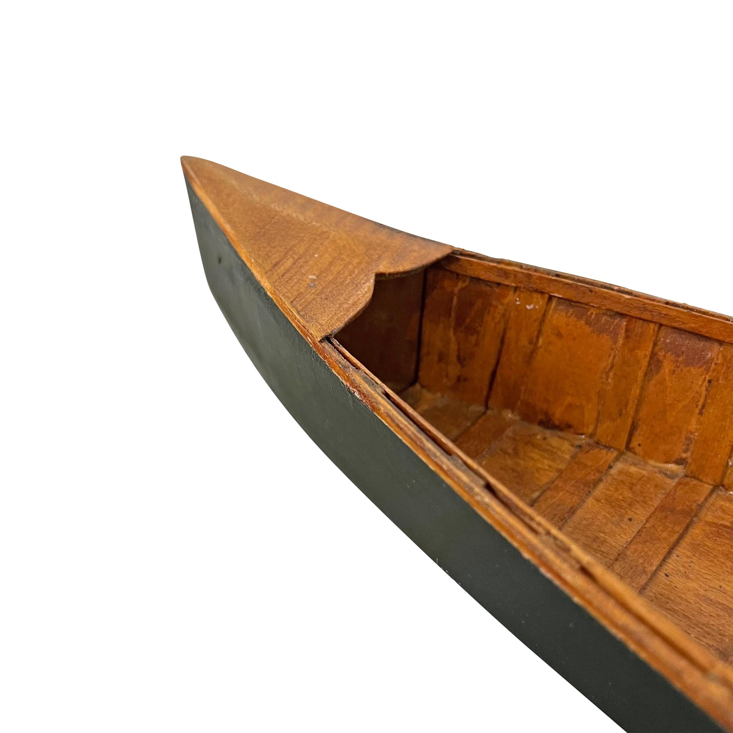 Vintage American Folk Art Canoe Mounted on Custom Stand 5