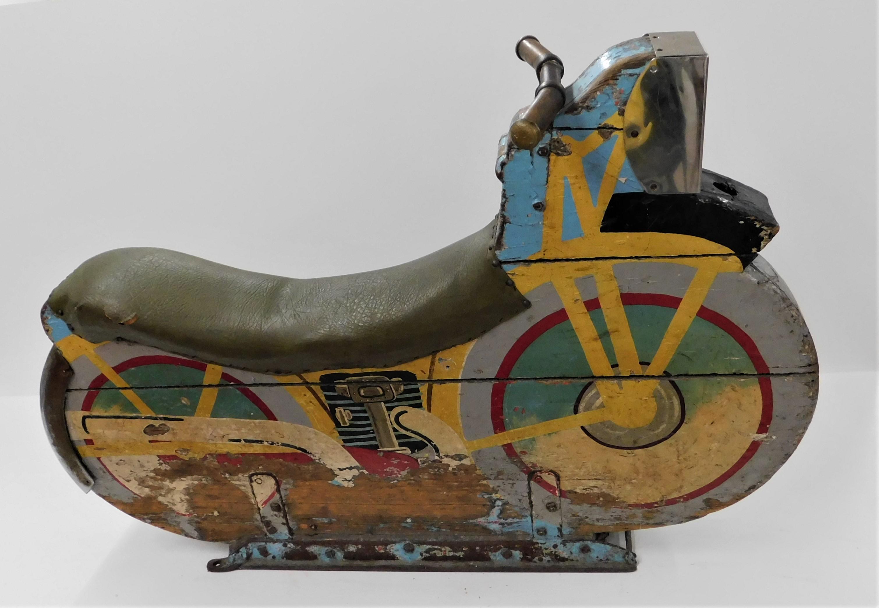 Vintage American Folk Art Carnival Carousel Motorcycle Ride 5