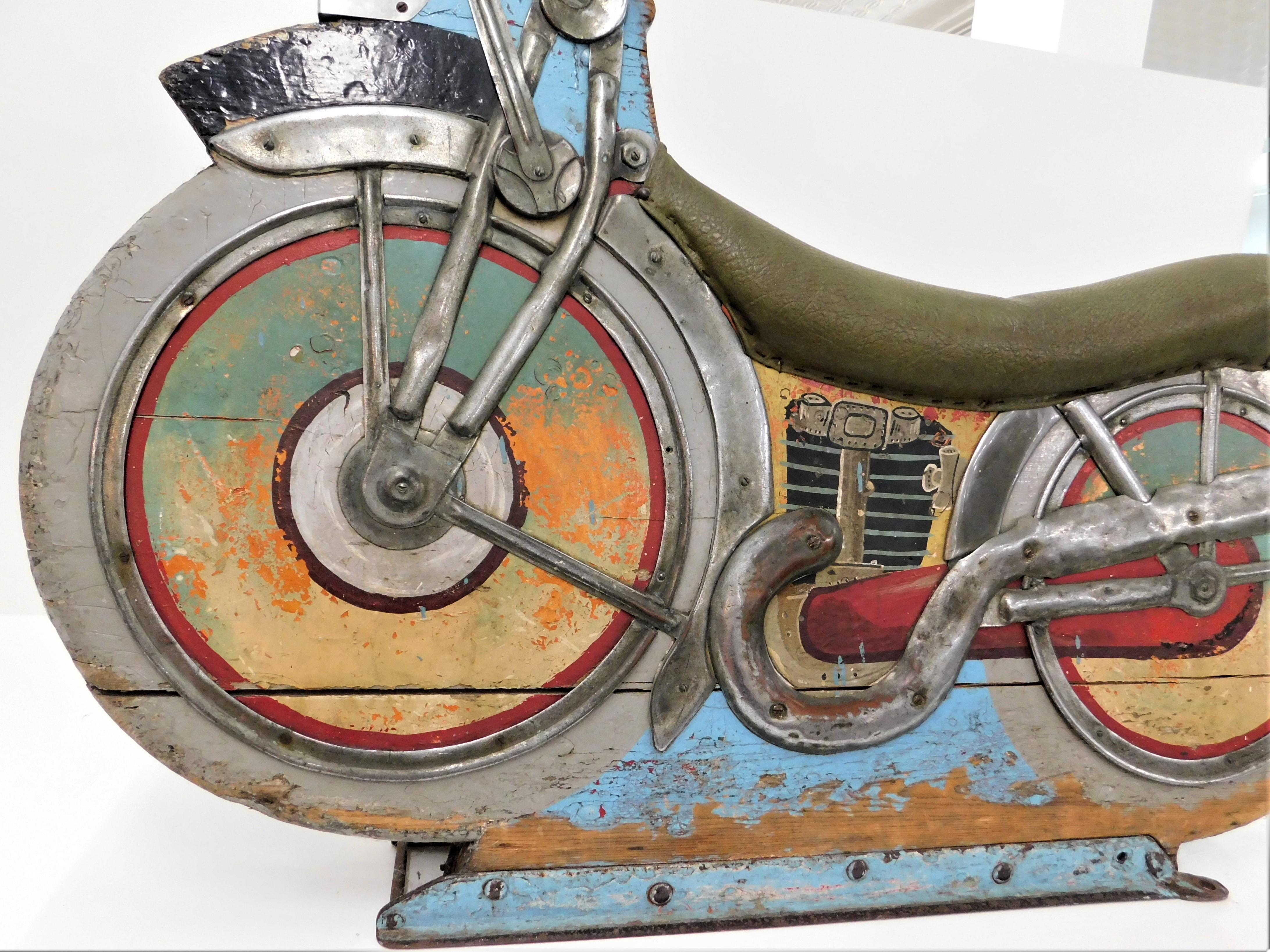 20th Century Vintage American Folk Art Carnival Carousel Motorcycle Ride