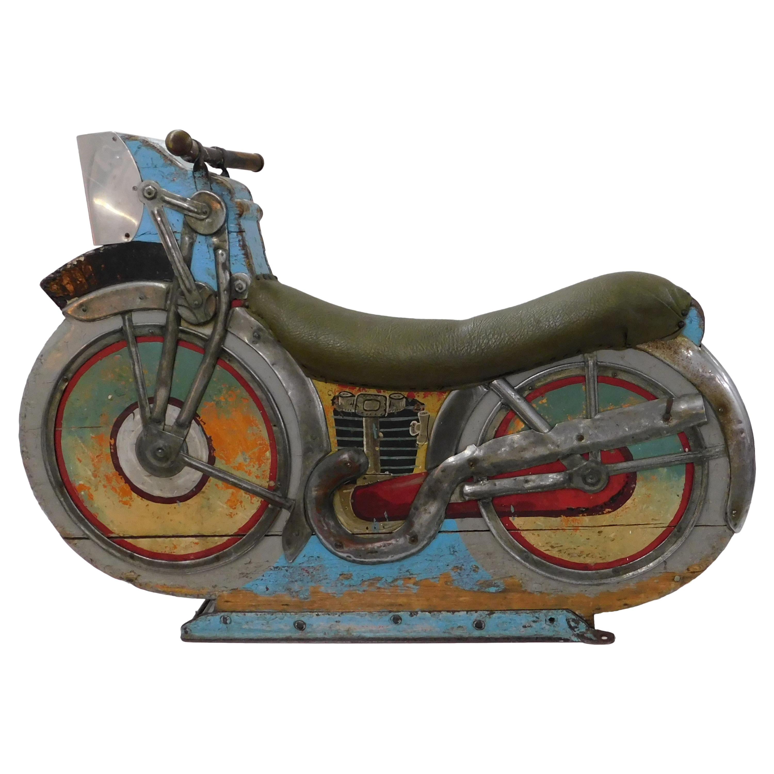 Vintage American Folk Art Carnival Carousel Motorcycle Ride