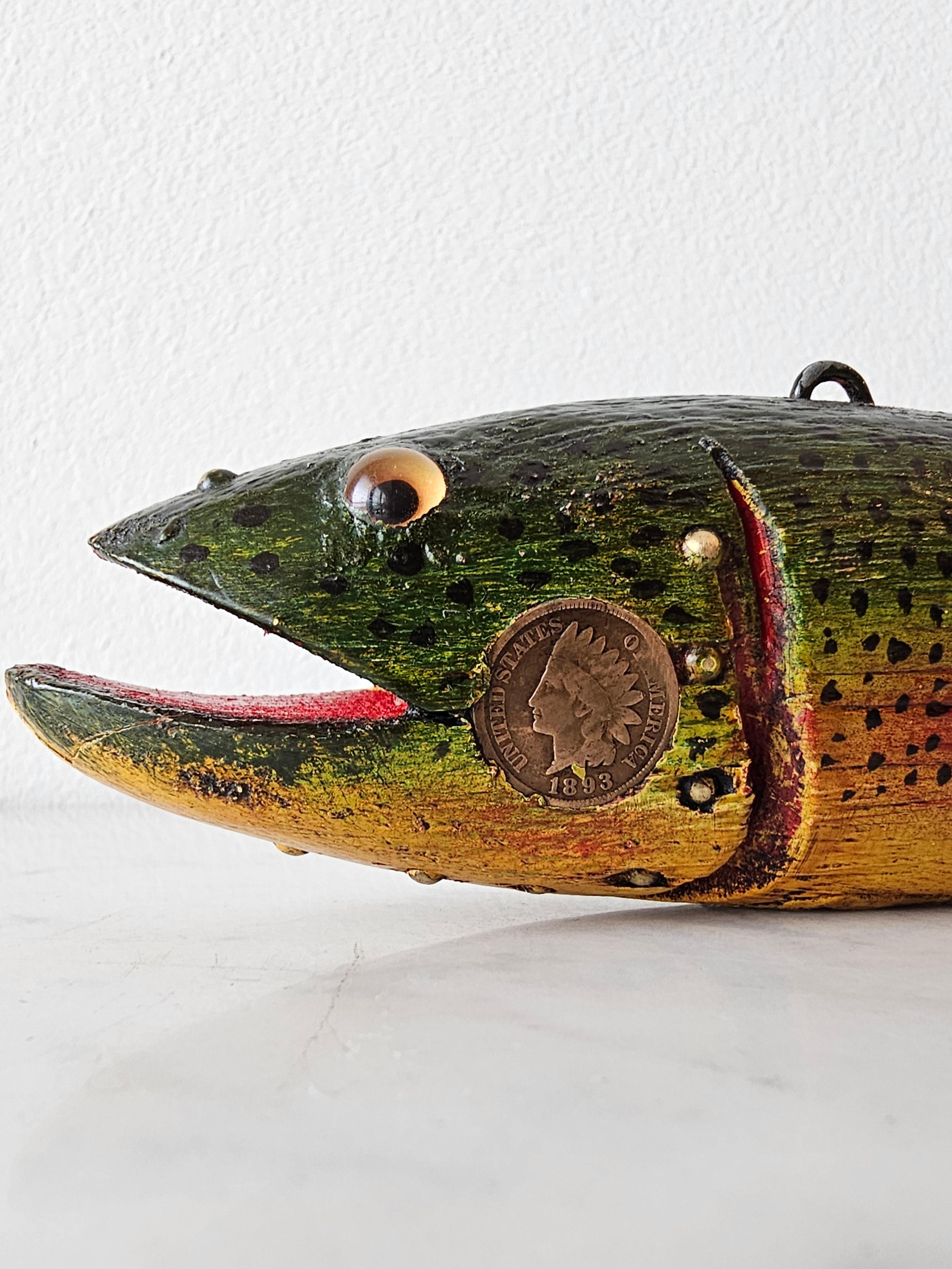 Vintage American Folk Art Duluth Fish Decoy Dfd Signed Carved Painted Trout 5