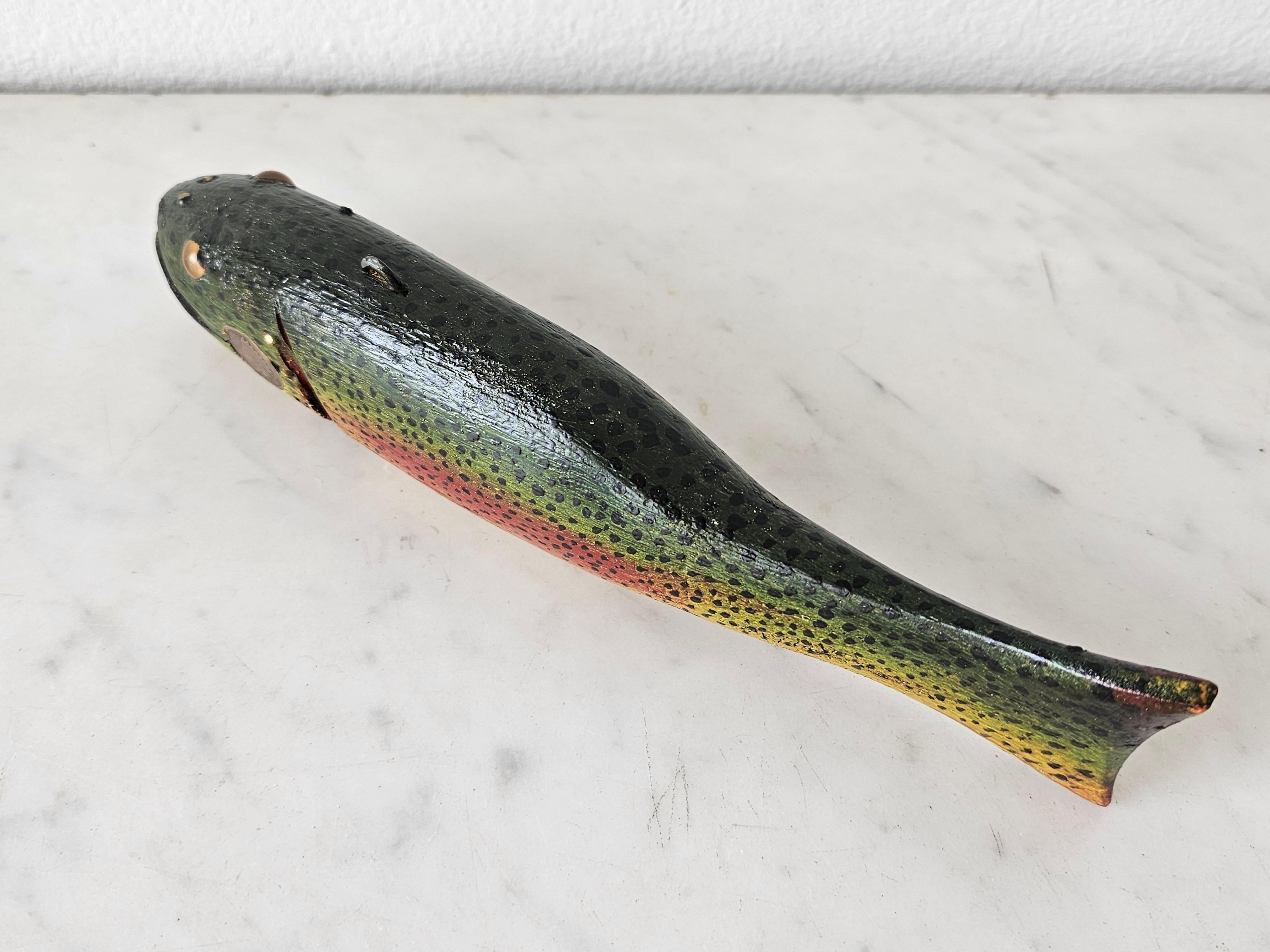 Vintage American Folk Art Duluth Fish Decoy Dfd Signed Carved Painted Trout 6