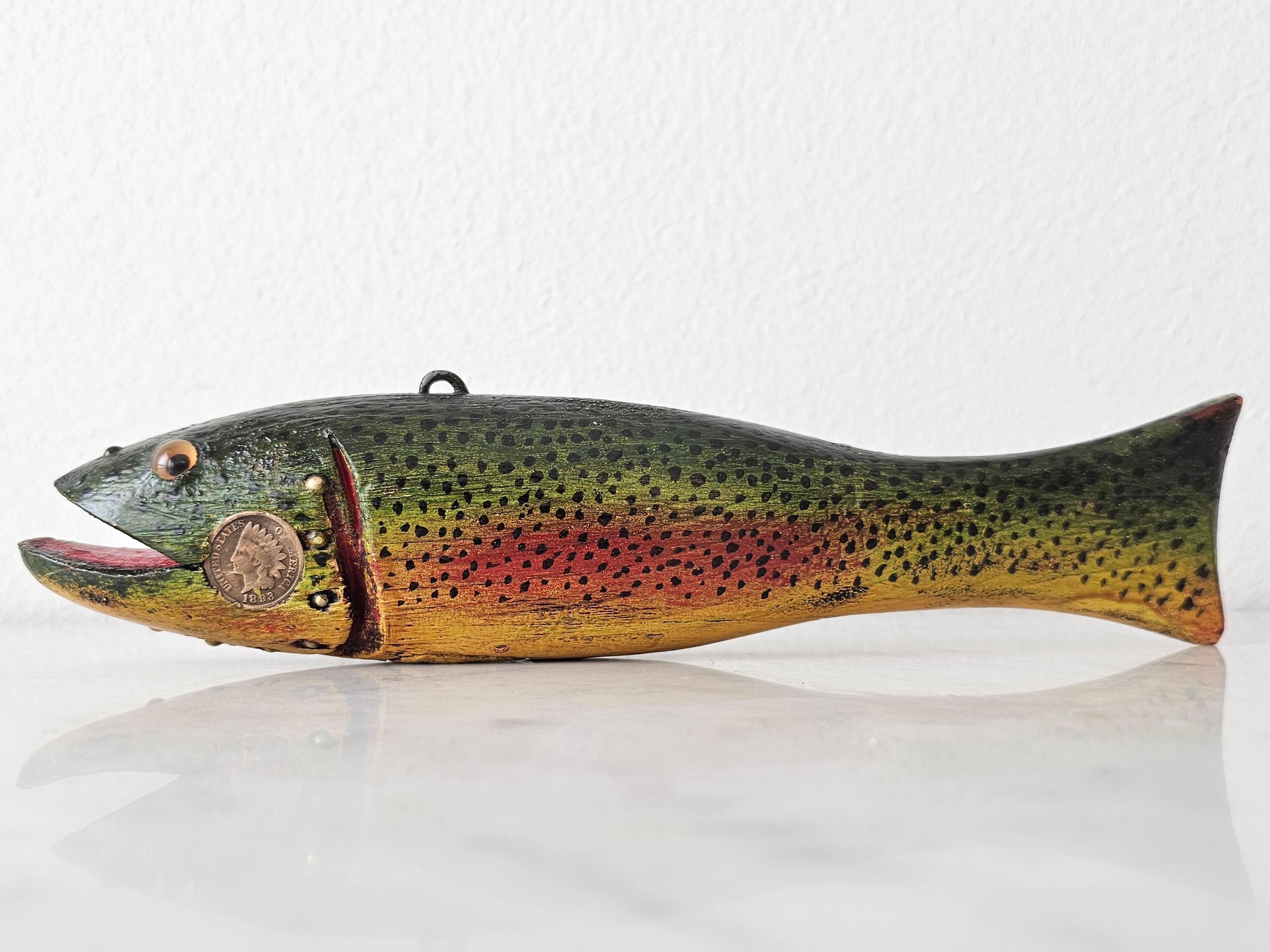 Vintage American Folk Art Duluth Fish Decoy Dfd Signed Carved Painted Trout 7