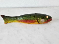 Vintage American Folk Art Duluth Fish Decoy Dfd Signed Carved Painted Trout