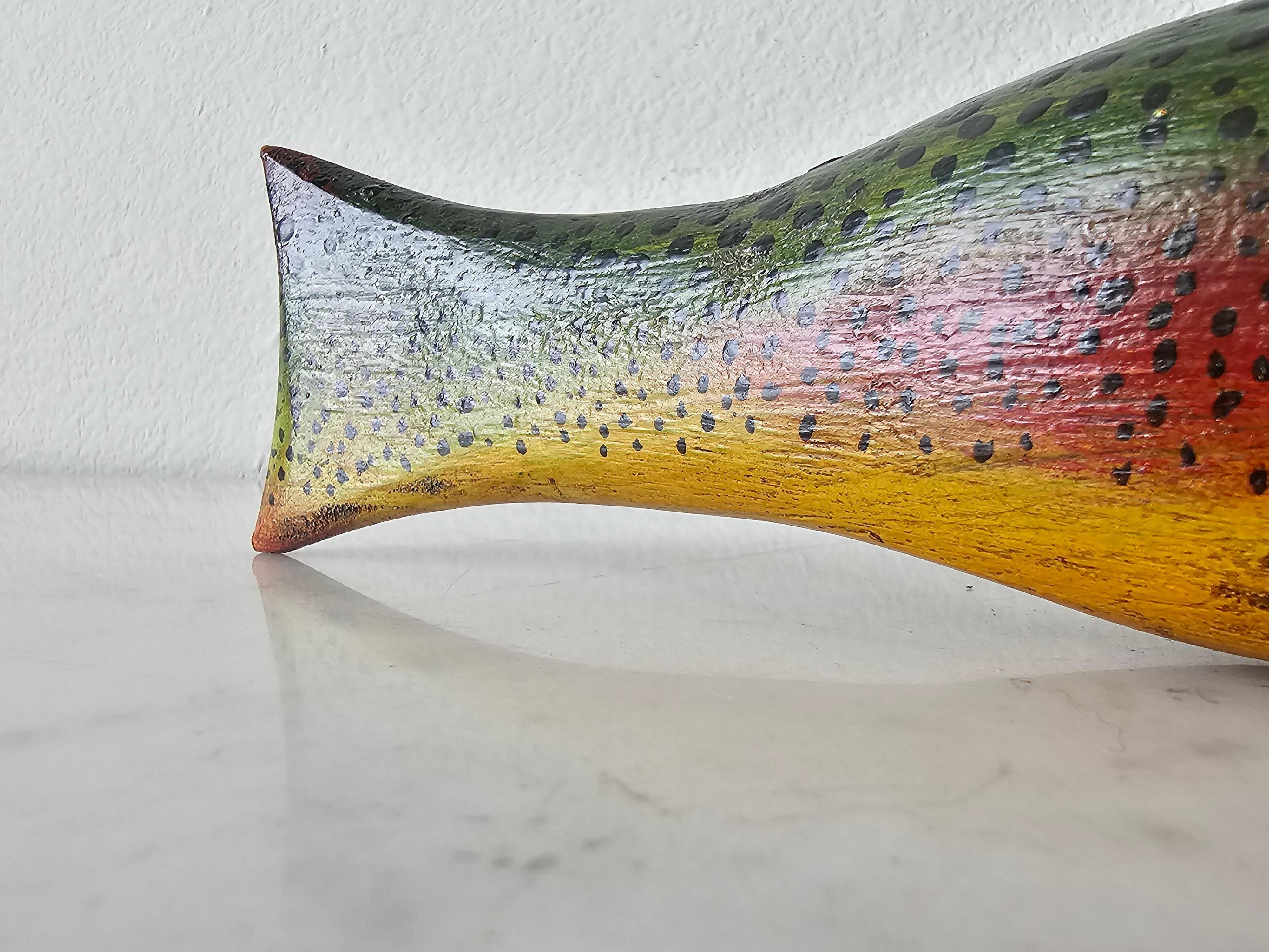 Vintage American Folk Art Duluth Fish Decoy Dfd Signed Carved Painted Trout 3
