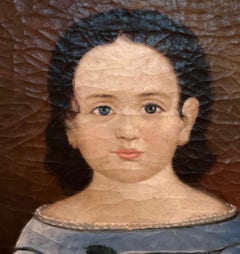 Vintage American Framed Oil on Canvas - Girl with Basket, Signed Trevor James