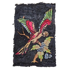 Antique American Hand-Hooked Rug in a Parrot Design