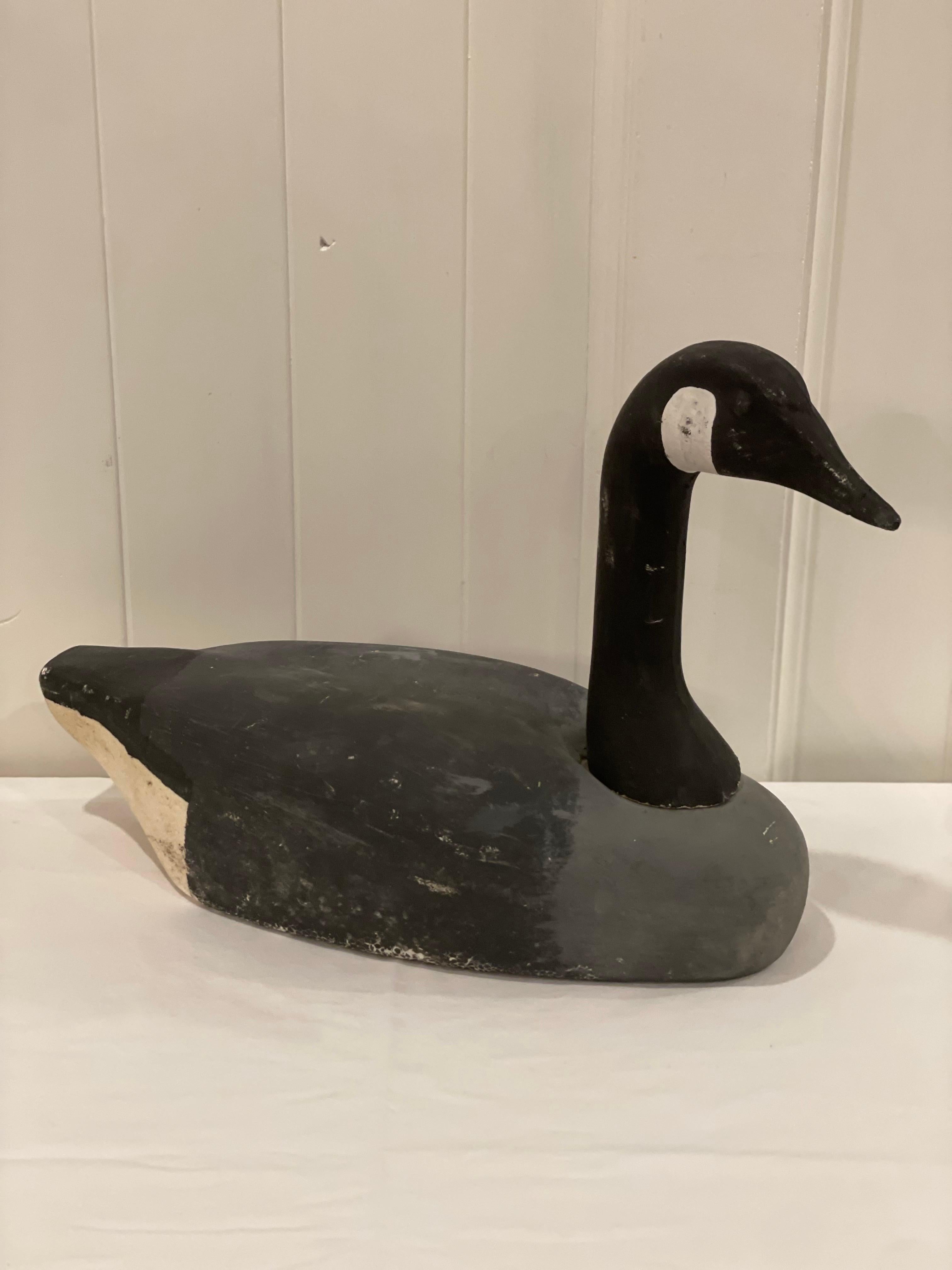 20th Century Vintage American Hand Painted Long Neck Goose Decoy For Sale