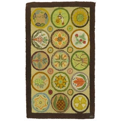 Vintage American Hooked Mat Size Rug