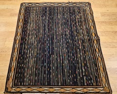Vintage American Hand Hooked Area Rug in Allover Geometric Pattern