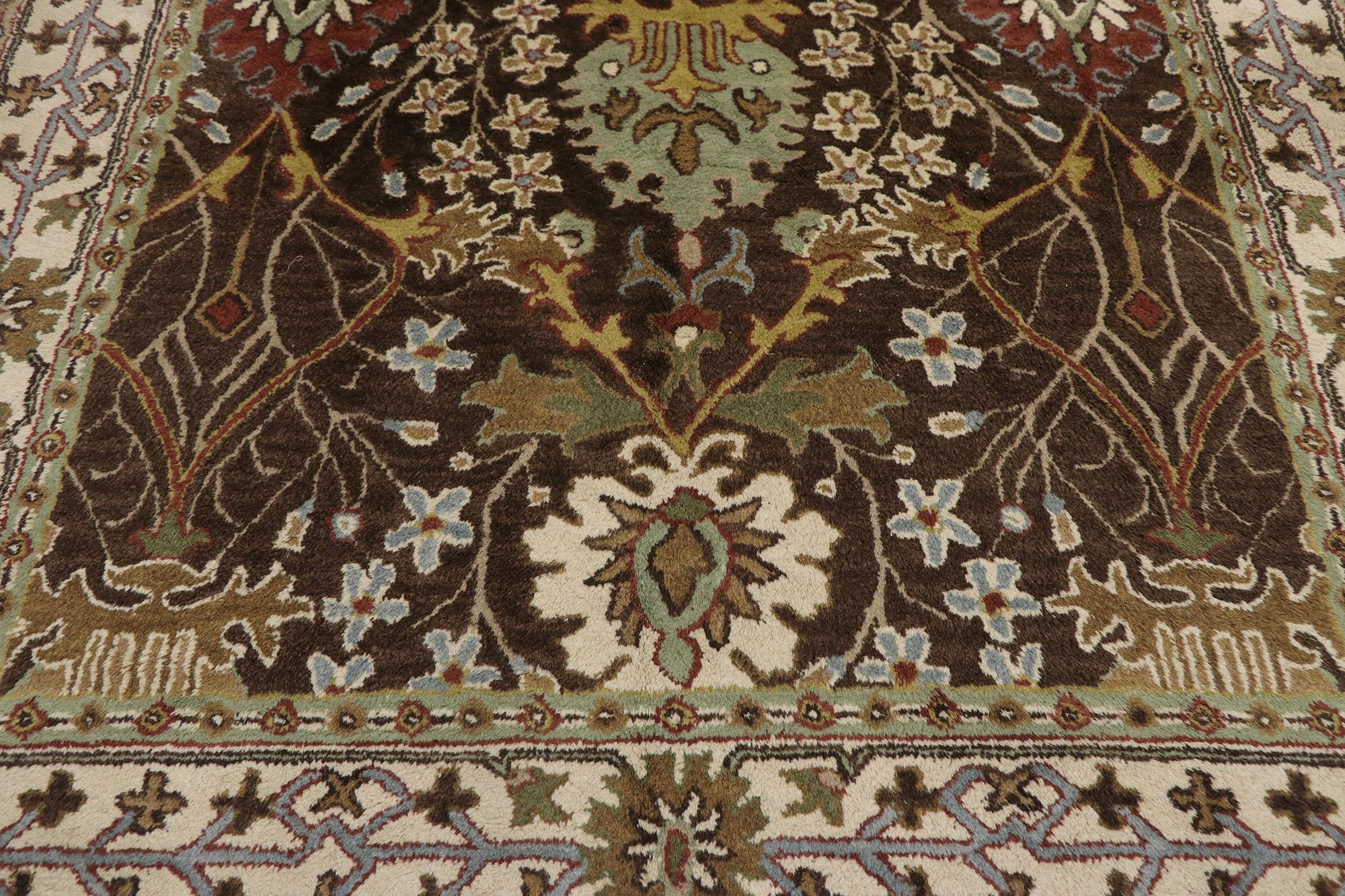 Hand-Crafted Vintage American Hooked Rug Inspired by William Morris For Sale