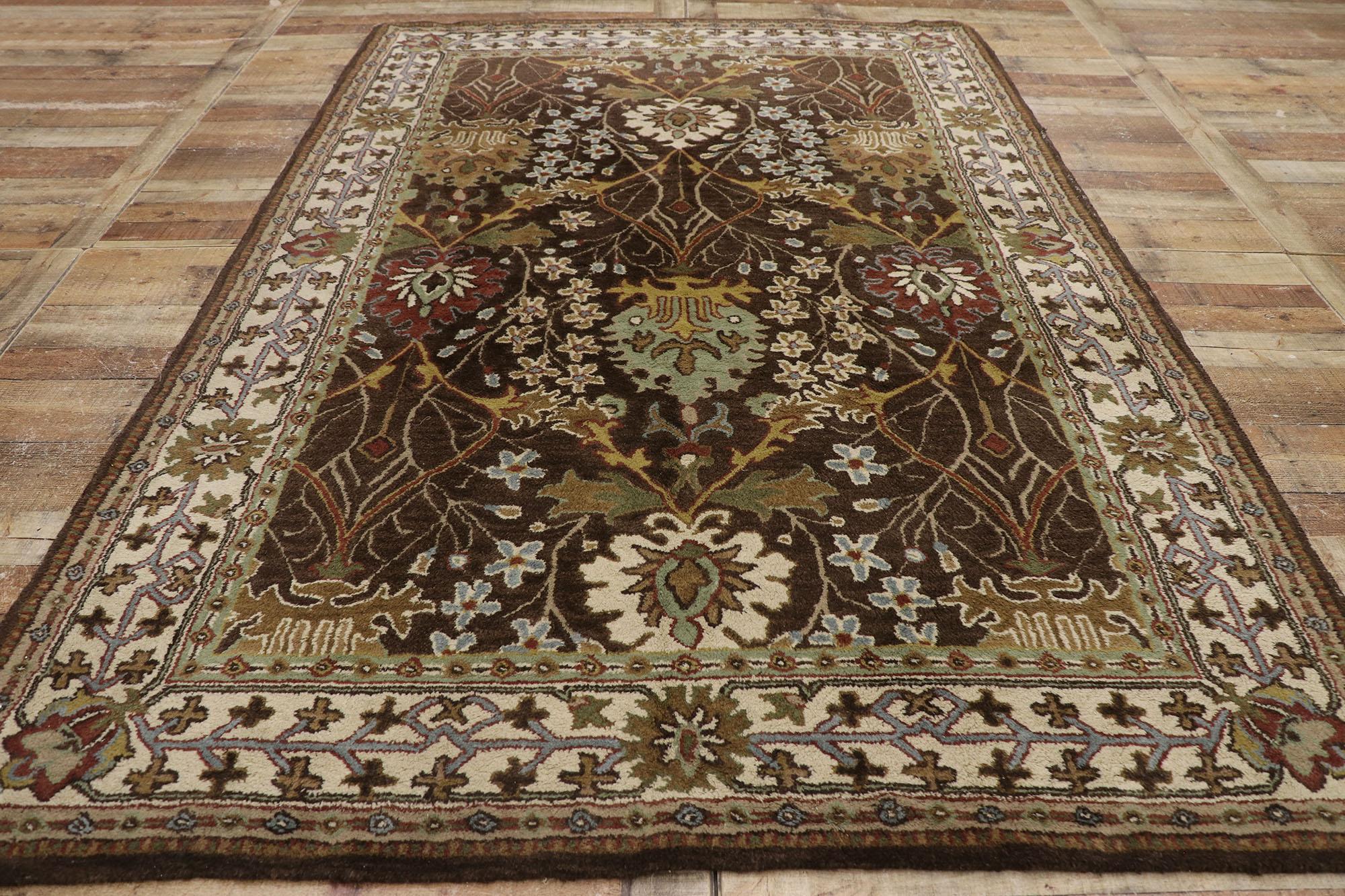 Wool Vintage American Hooked Rug Inspired by William Morris For Sale