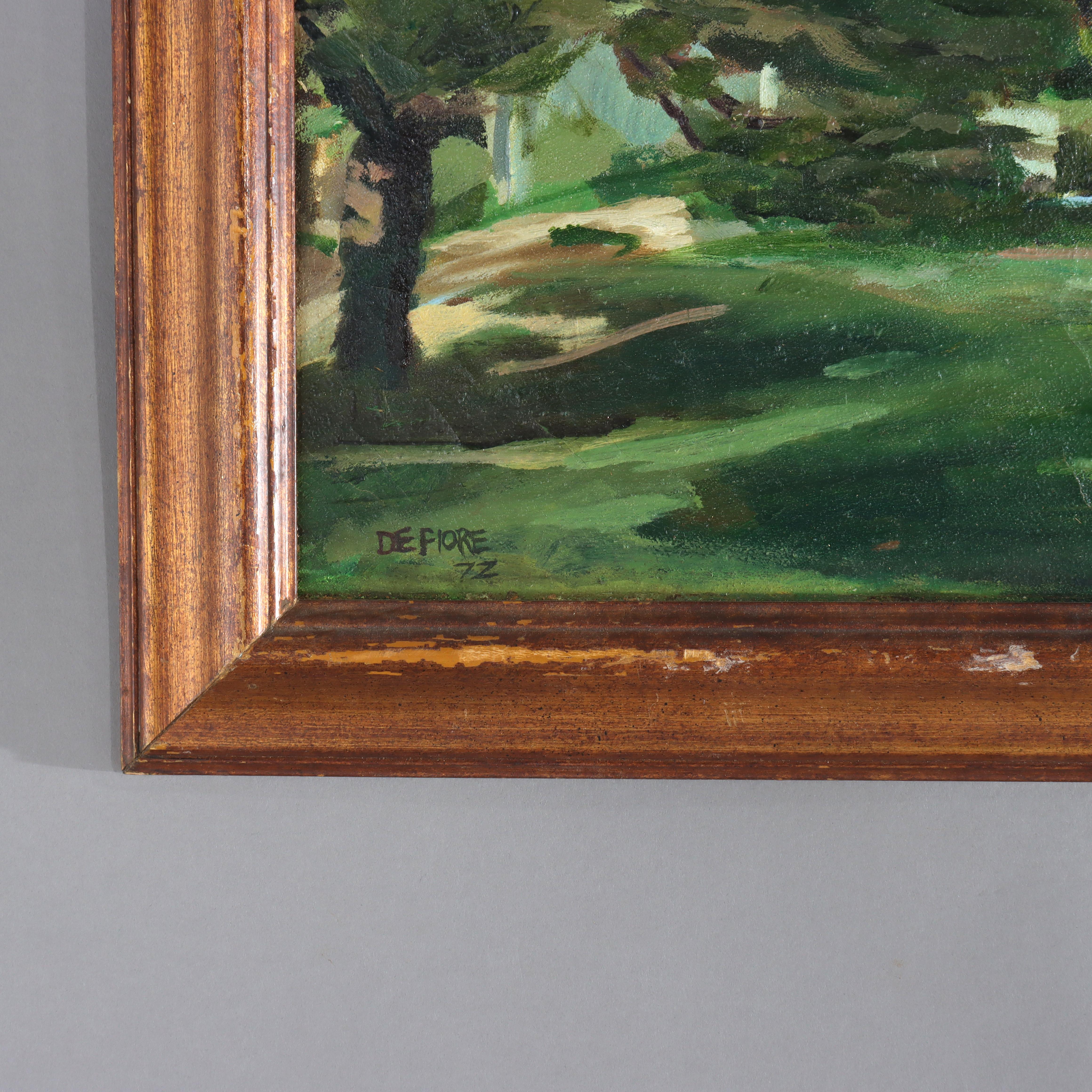 Dipinto di paesaggio su tela dell'impressionismo americano d'epoca di I.L.A. DeFiore In condizioni buone in vendita a Big Flats, NY