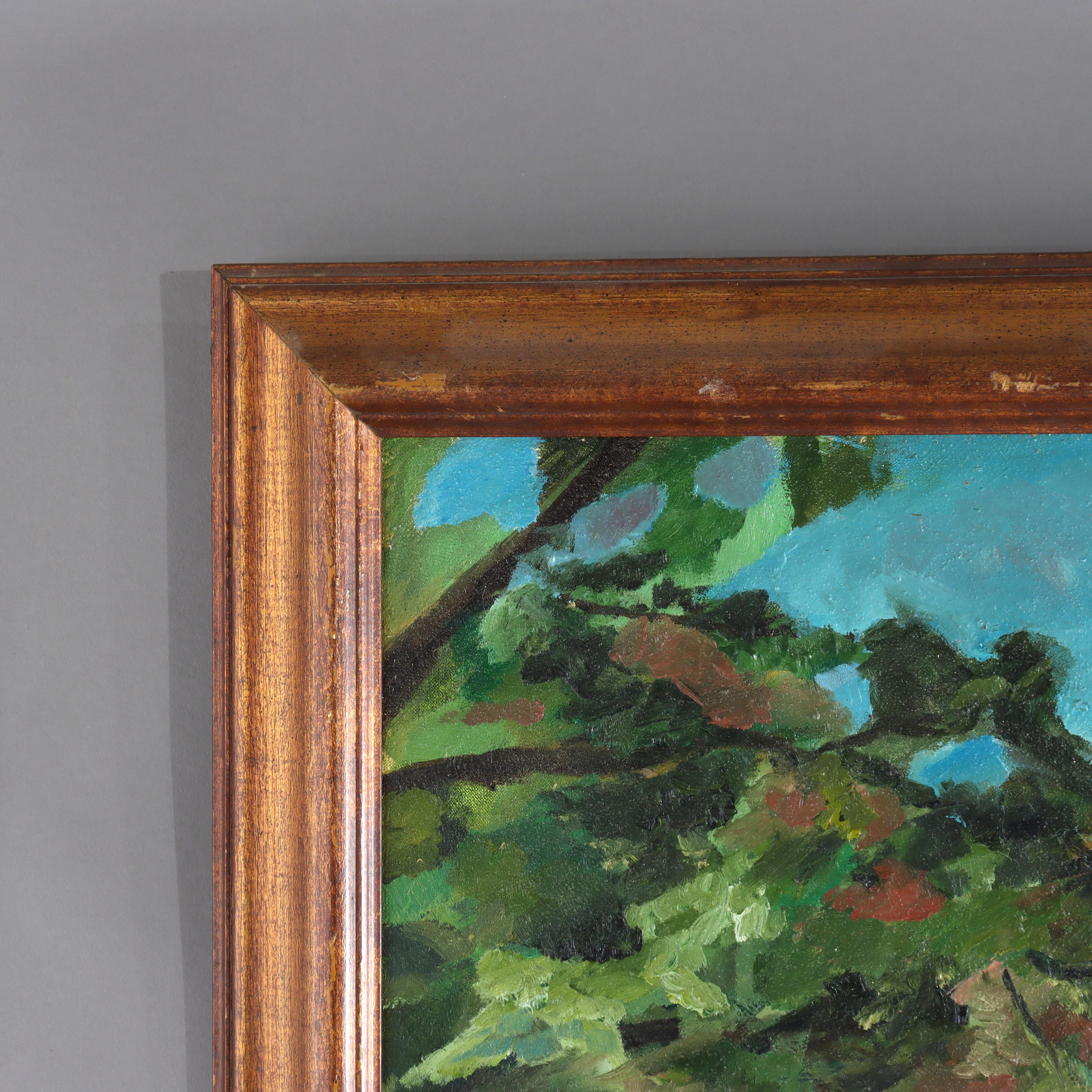 XX secolo Dipinto di paesaggio su tela dell'impressionismo americano d'epoca di I.L.A. DeFiore in vendita