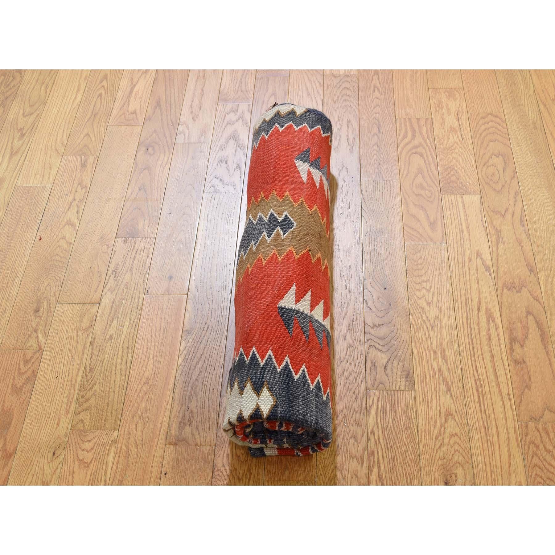 Hand-Knotted Vintage American Indian Navajo Flat-Weave Handwoven Rug
