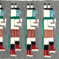 Vintage American Indian Navajo Six Figure Yei Rug, 20th Century