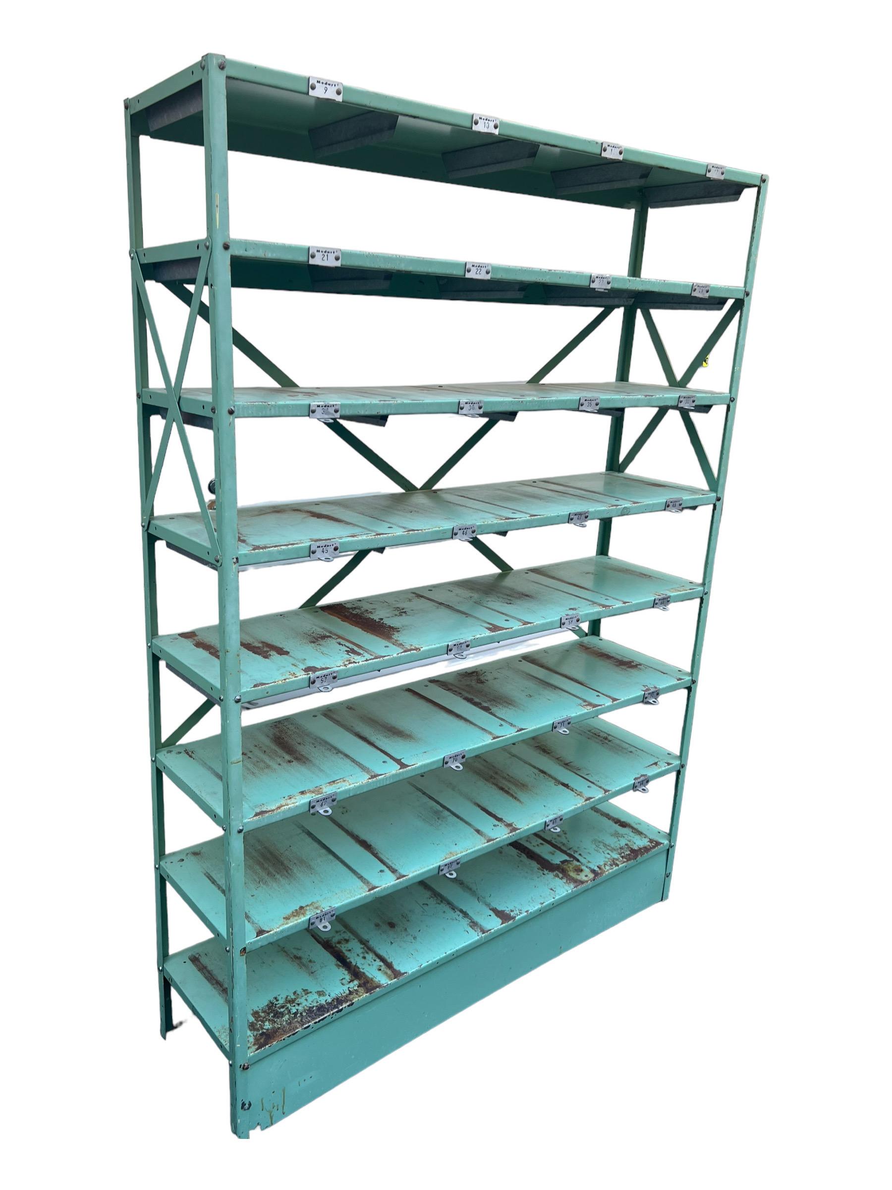 Late 20th Century Vintage American Industrial Freestanding Bookshelf or Shelving Wall Unit  For Sale
