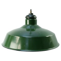 Lampe à suspension industrielle américaine vintage en émail vert