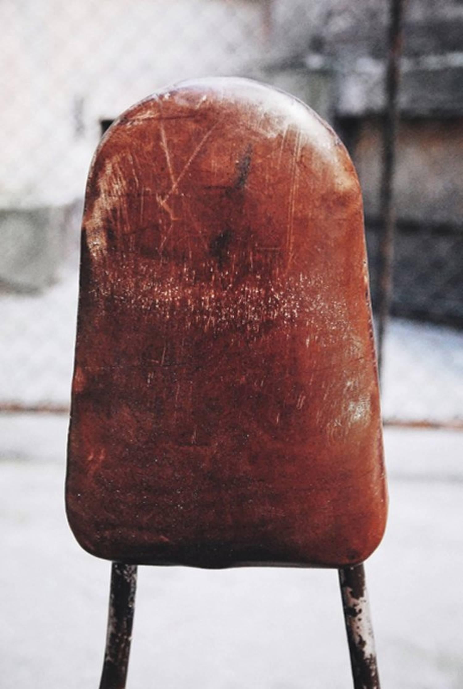 Chaise pivotante industrielle en cuir, Vintage American Leather, 1930s en vente 1