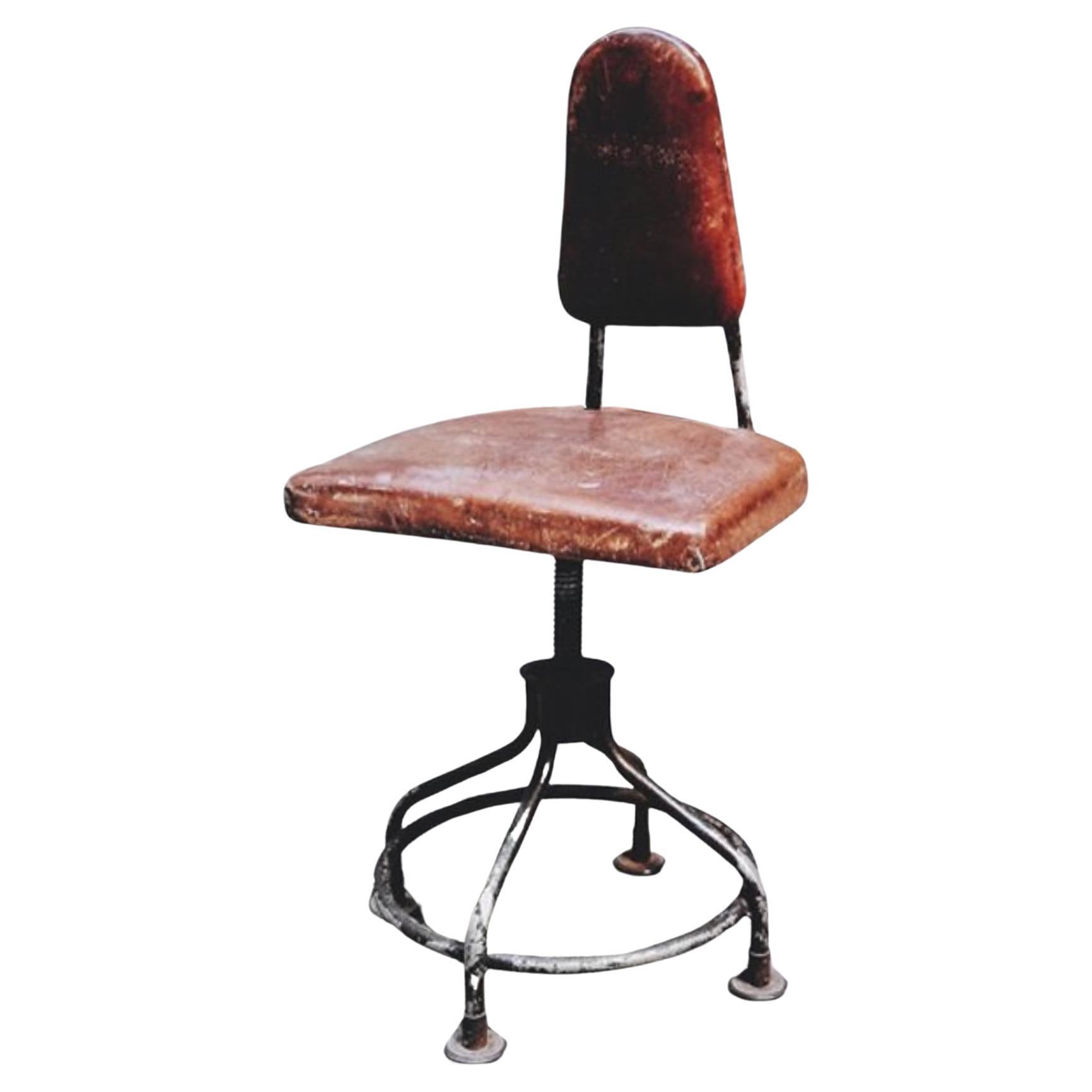 Vintage American Industrial Leder-Drehstuhl, 1930er Jahre