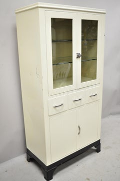 Vintage American Industrial Metal Medical Dental Display Curio Bathroom Cabinet