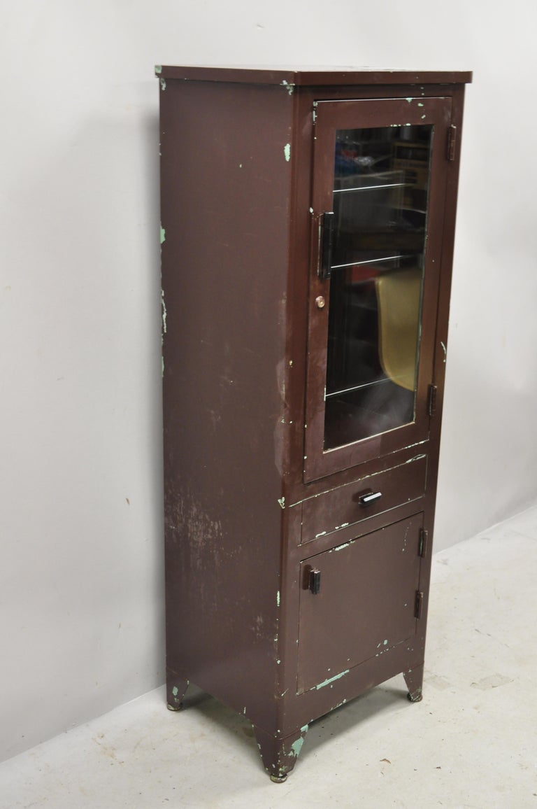 Vintage American Industrial Steel Metal Narrow Medical Dental Bathroom  Cabinet For Sale at 1stDibs  vintage bathroom storage cabinet, metal bathroom  cabinets, vintage metal and glass medical cabinet