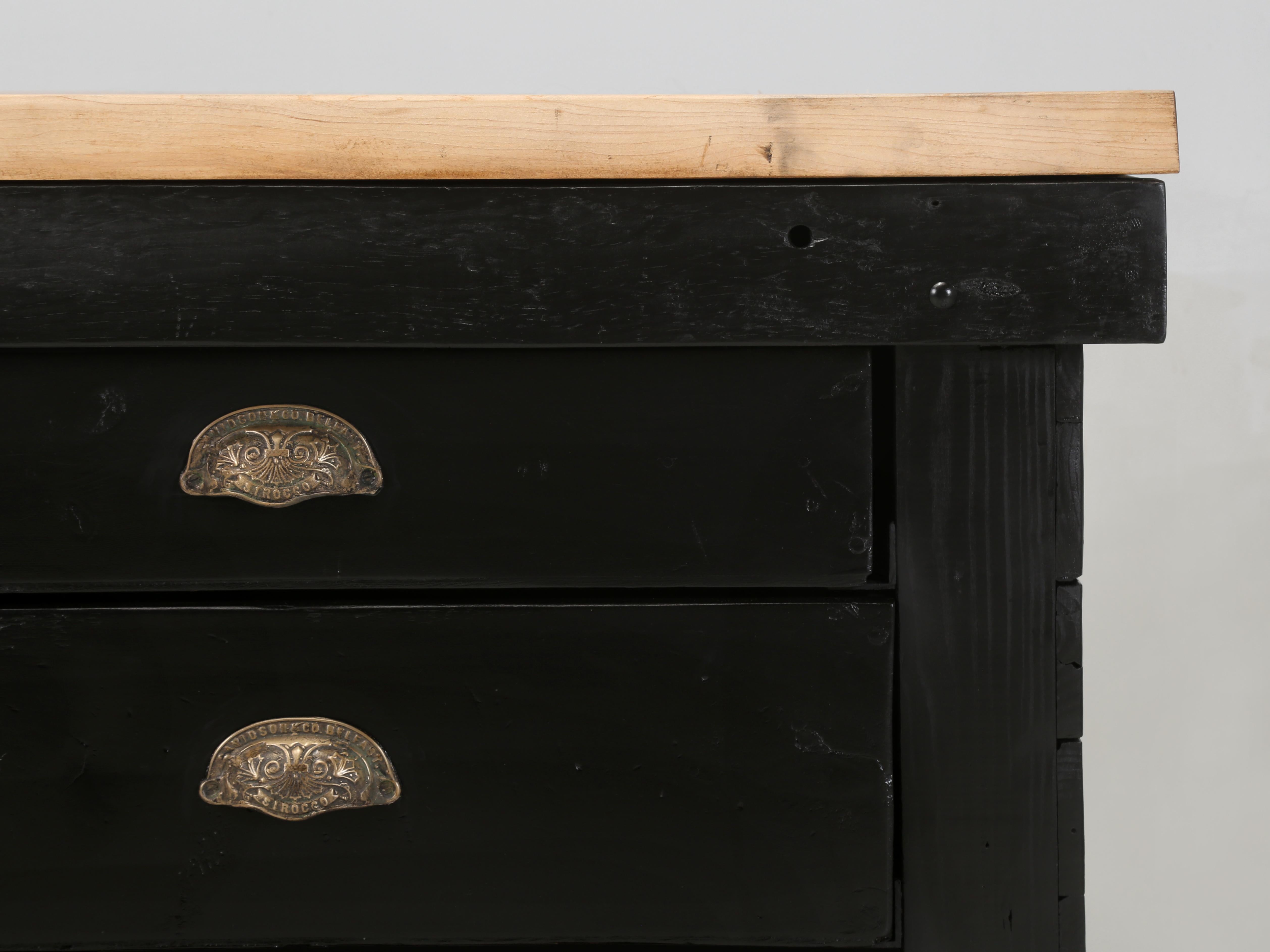 Vintage American Industrial Work Table, Repurposed Butcher Block Kitchen Island For Sale 5