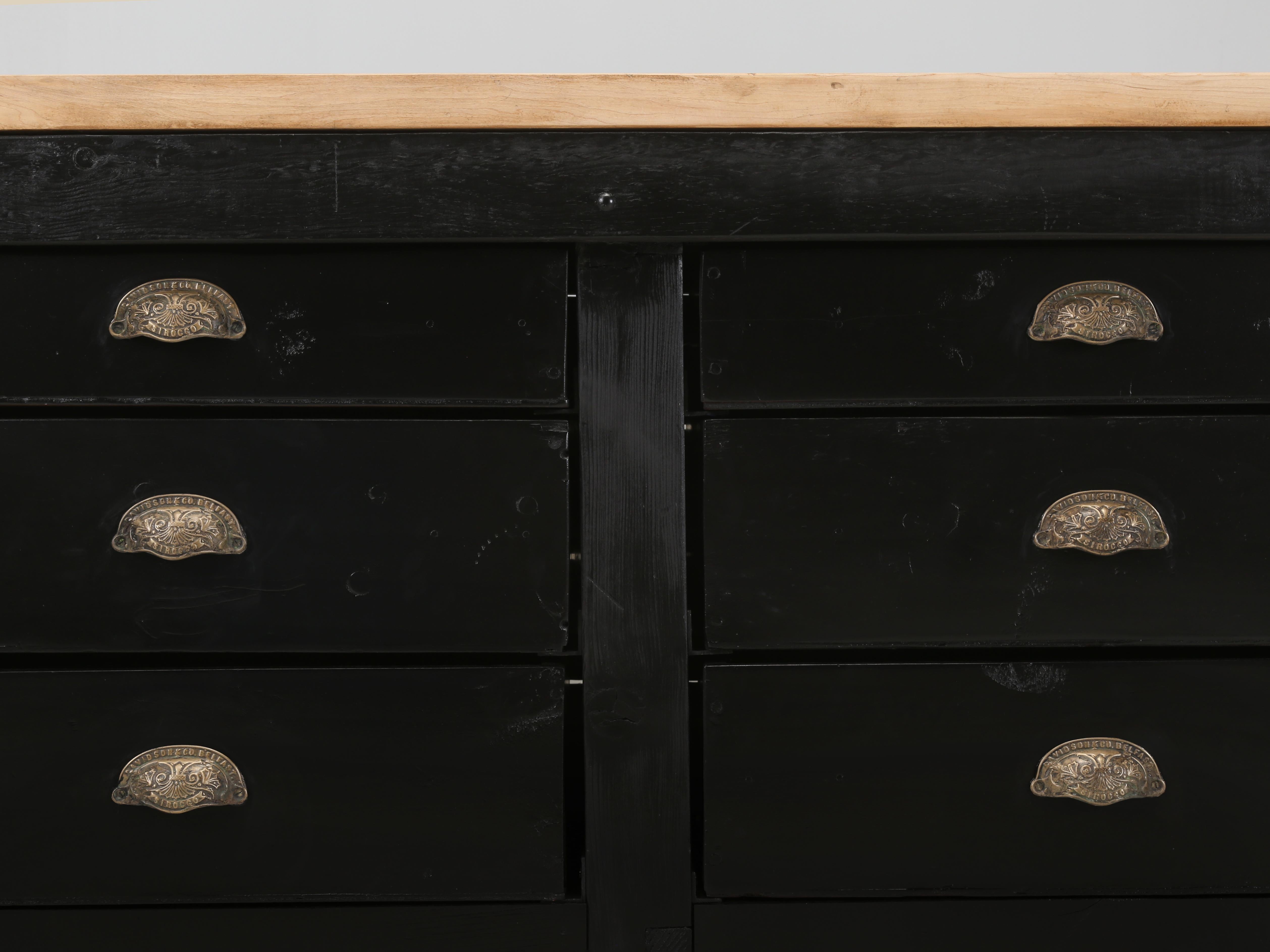 Vintage American Industrial Work Table, Repurposed Butcher Block Kitchen Island For Sale 6