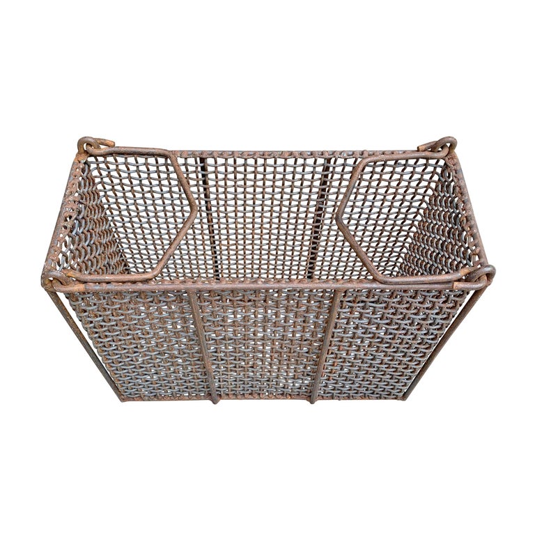 Vintage American Industrial Woven Wire Basket at 1stDibs