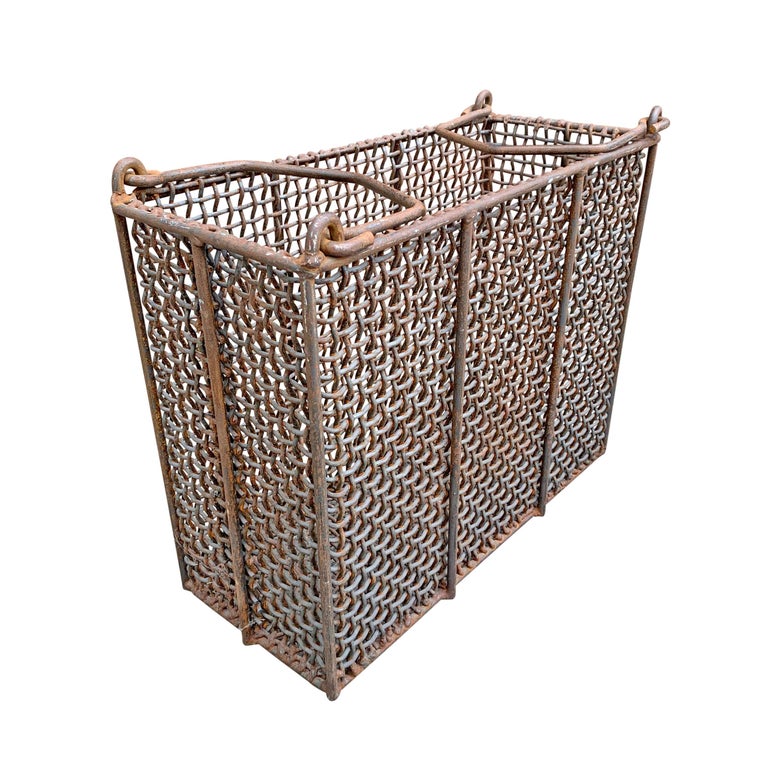 Vintage American Industrial Woven Wire Basket at 1stDibs