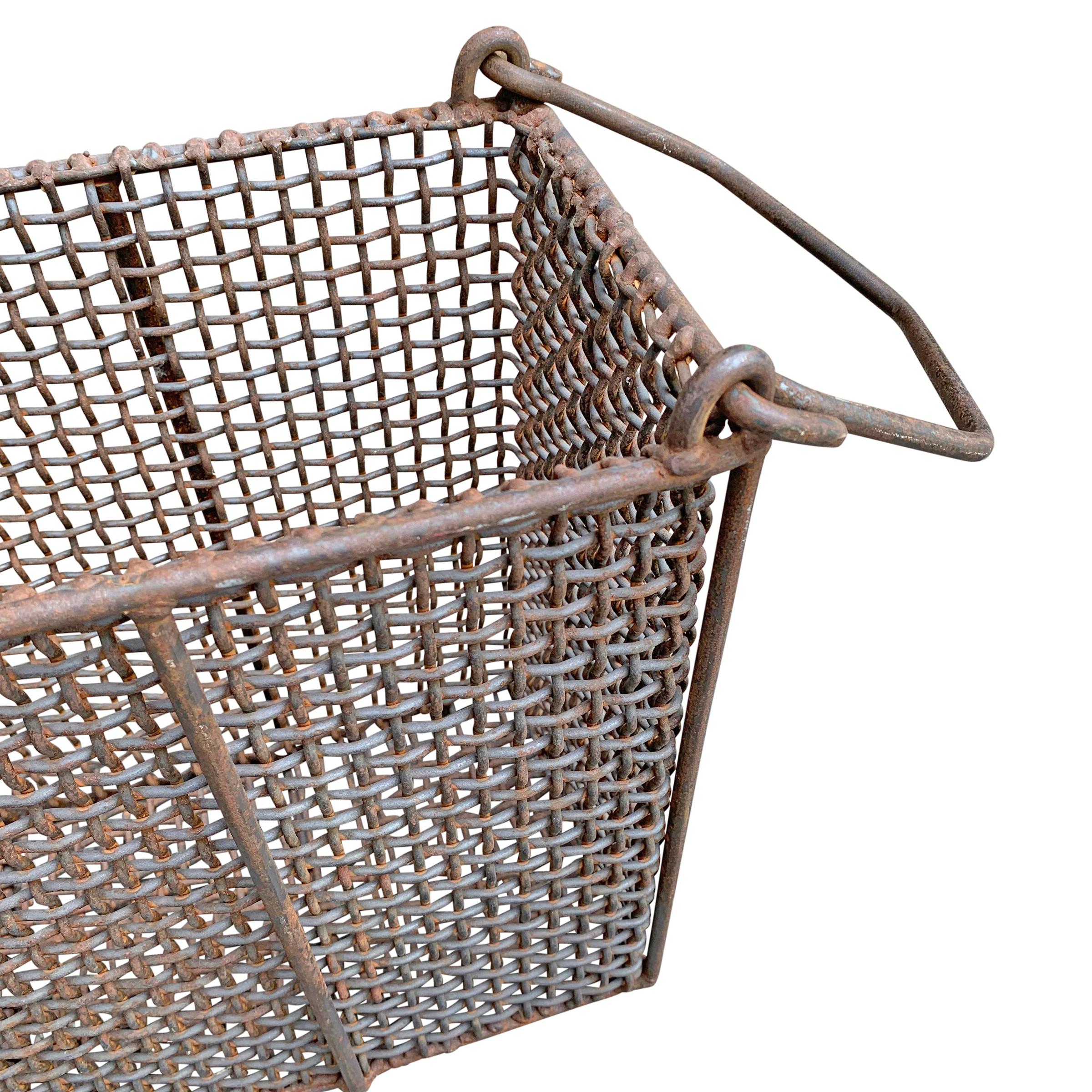 Vintage American Industrial Woven Wire Basket 2
