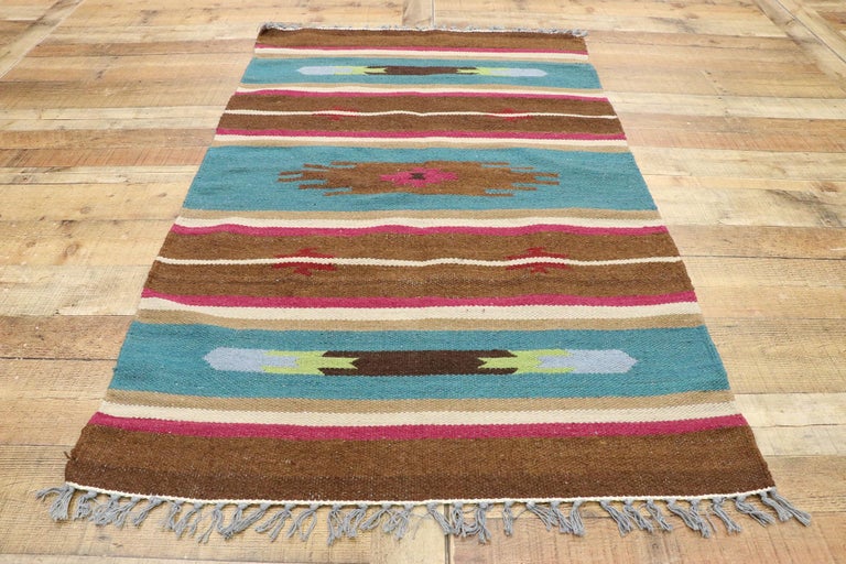 Vintage American Kilim Rug with Modern Mexican Style For Sale at