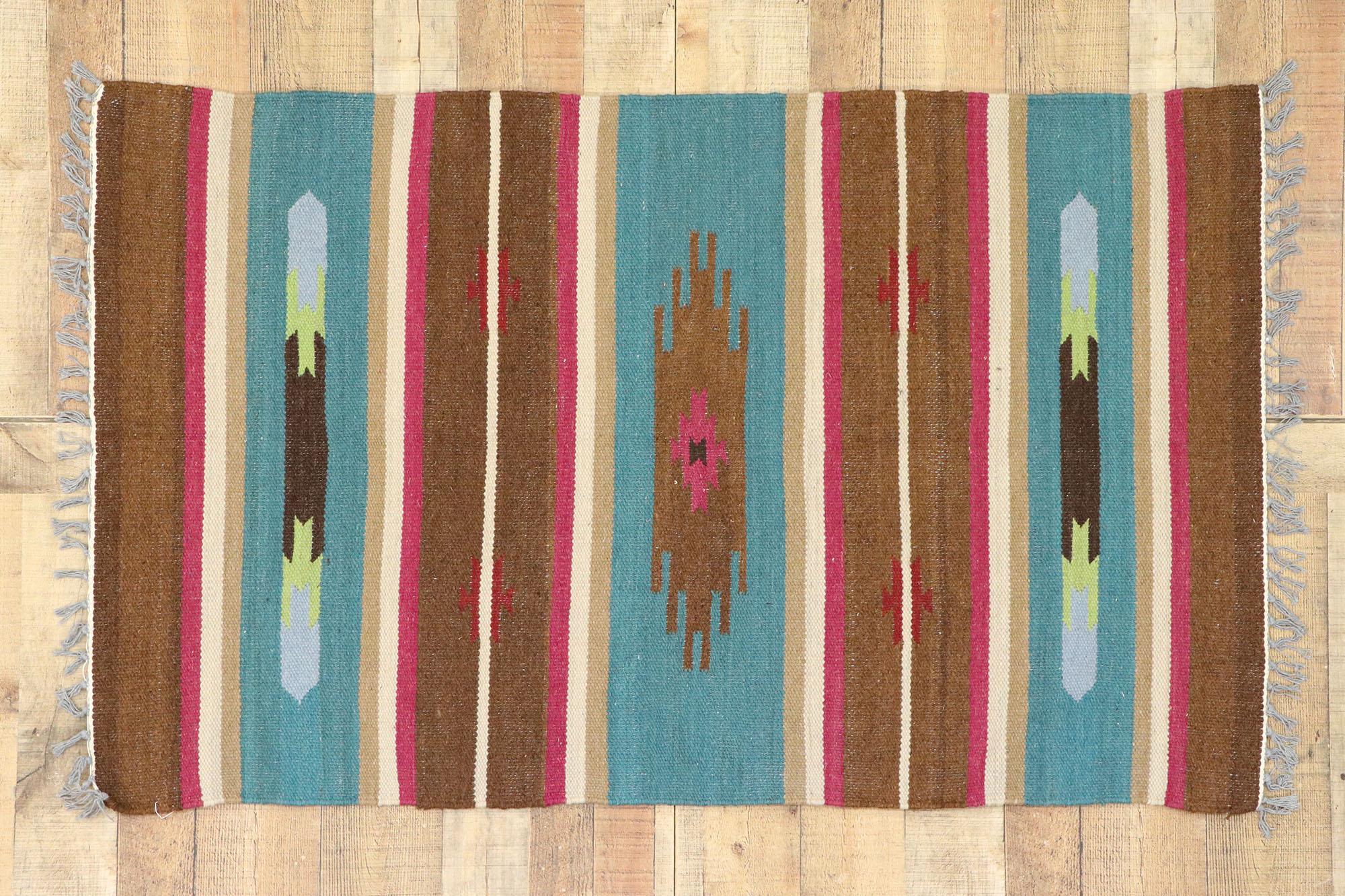 Wool Vintage American Kilim Rug with Modern Mexican Style