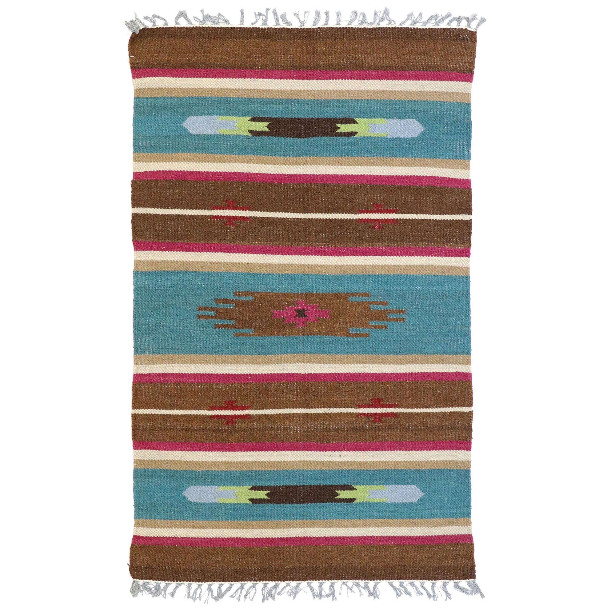 Vintage American Kilim Rug with Modern Mexican Style
