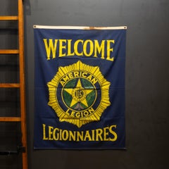 Vintage American Legion "Welcome Legionnaires" Silk-Screened Banner c.1950
