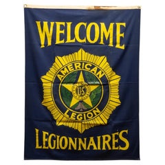 Vintage American Legion "Welcome Legionnaires" Silk-Screened Banner c.1950