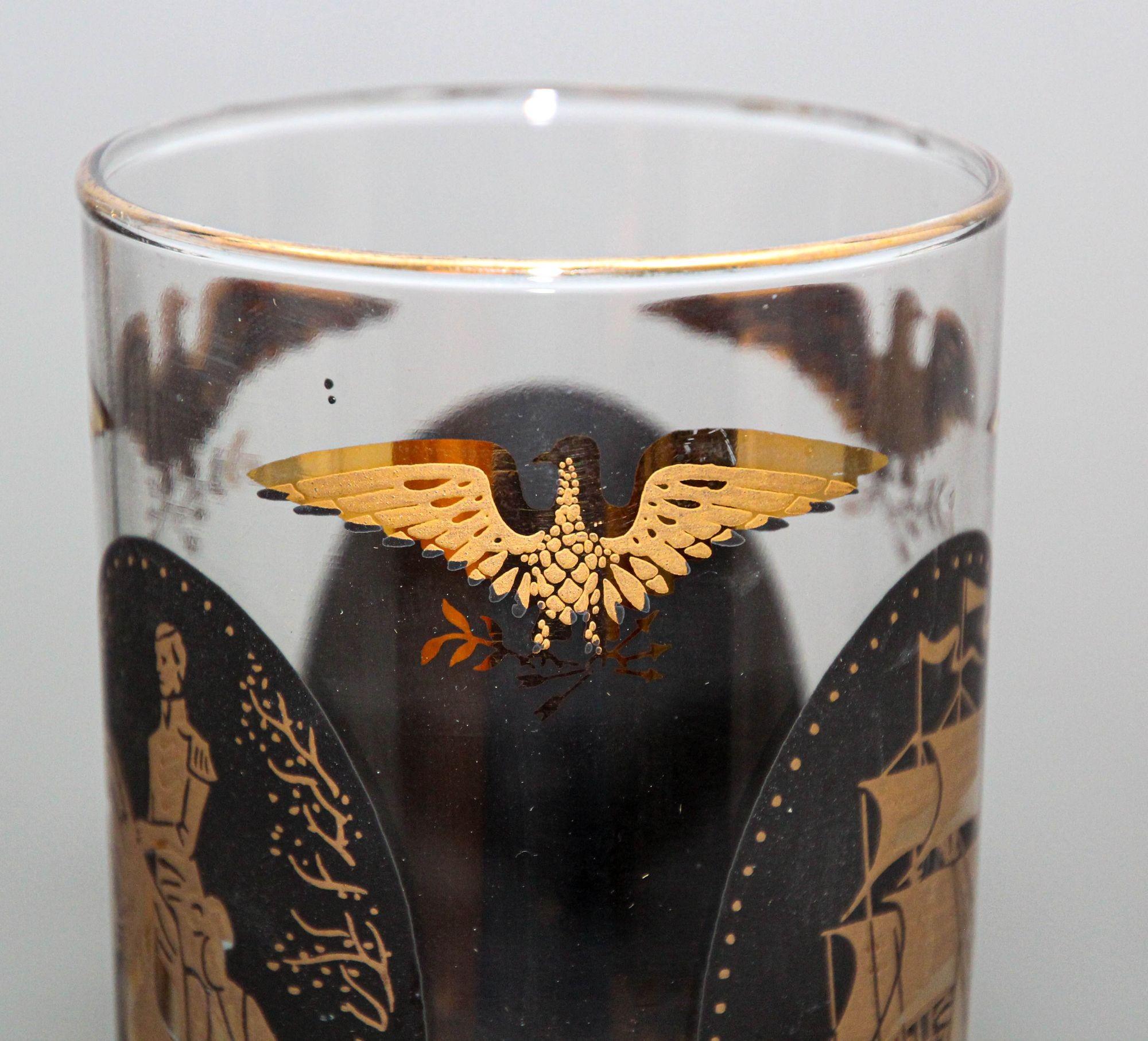 Vintage American Libbey Gold Drinking Glasses Set of 2 Hollywood Regency Retro in vendita 2