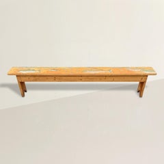 Vintage American Maple Bench with Carved and Painted Fish