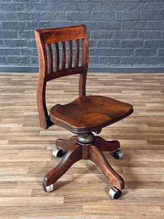 Vintage American Maple Swivel Banker’s or Typist Office Chair