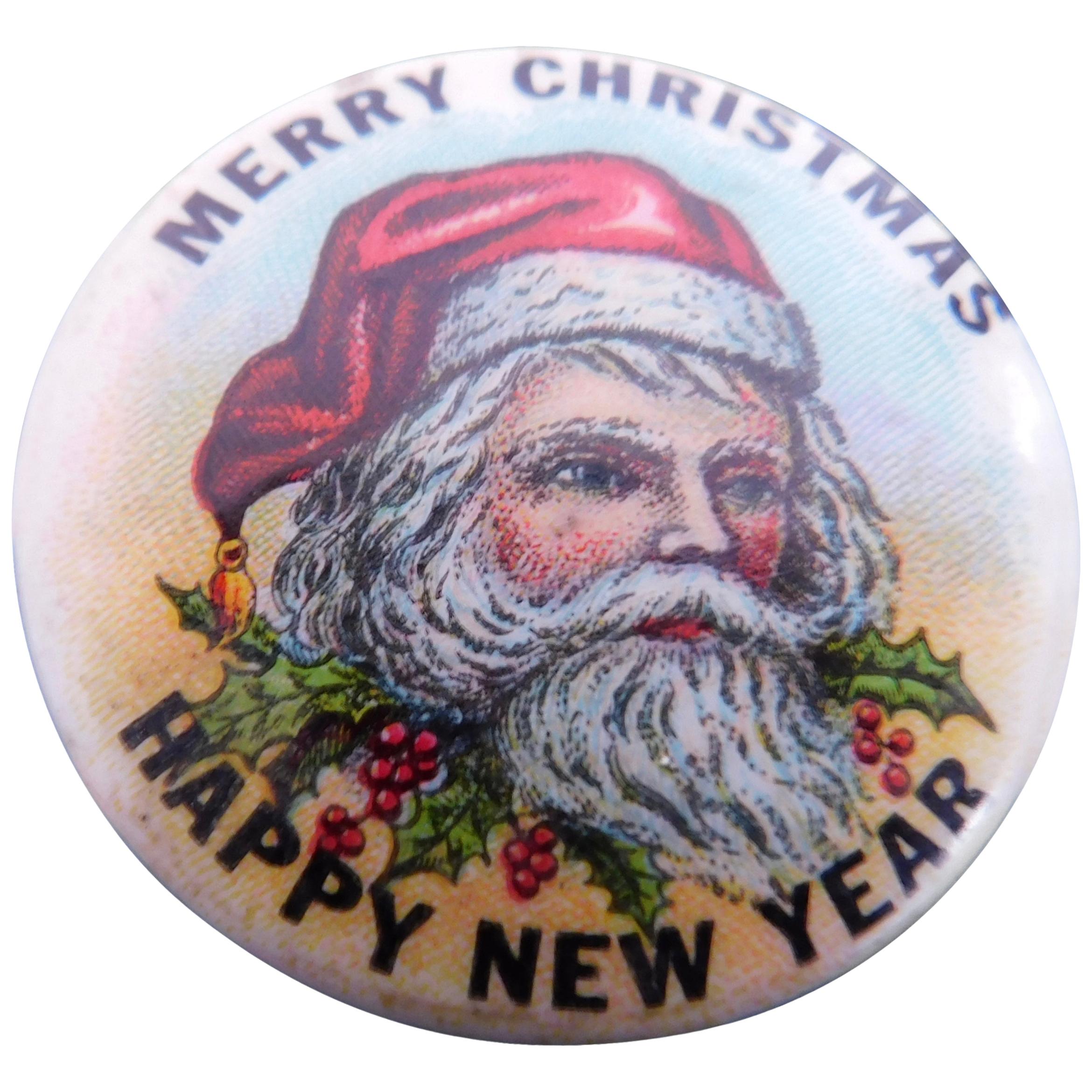 Vintage American Merry Christmas/ Happy New Year  Pin/Brooch For Sale