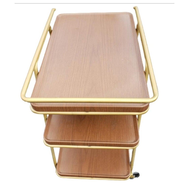 Vintage American Metal Tea Cart Serving Cart For Sale at 1stDibs