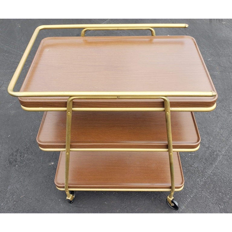 Vintage American Metal Tea Cart Serving Cart For Sale at 1stDibs