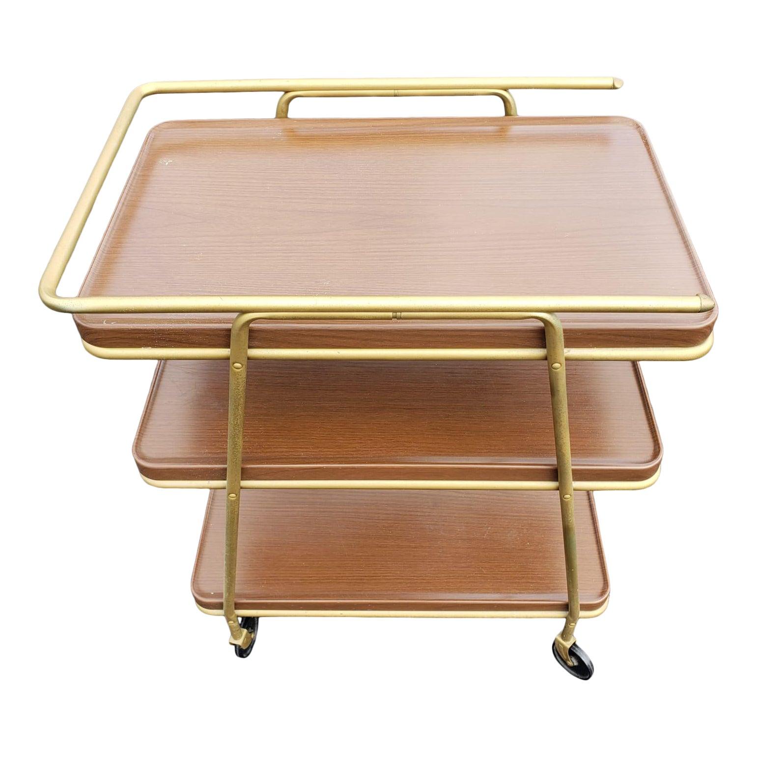 Vintage American Metal Tea Cart Servierwagen im Angebot