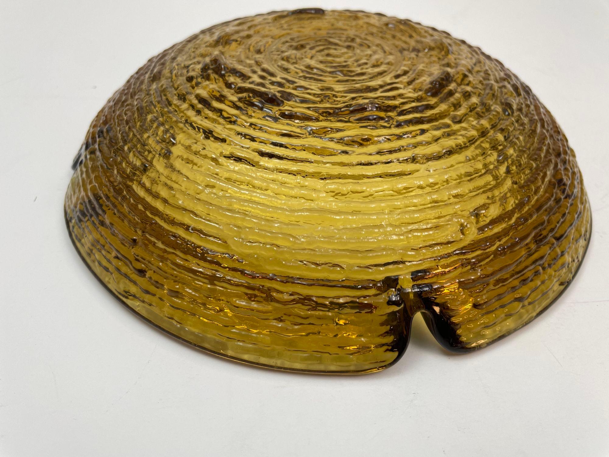 Vintage American Mid-century Large Textured Amber Glass Ashtray Anchor Hocking 2