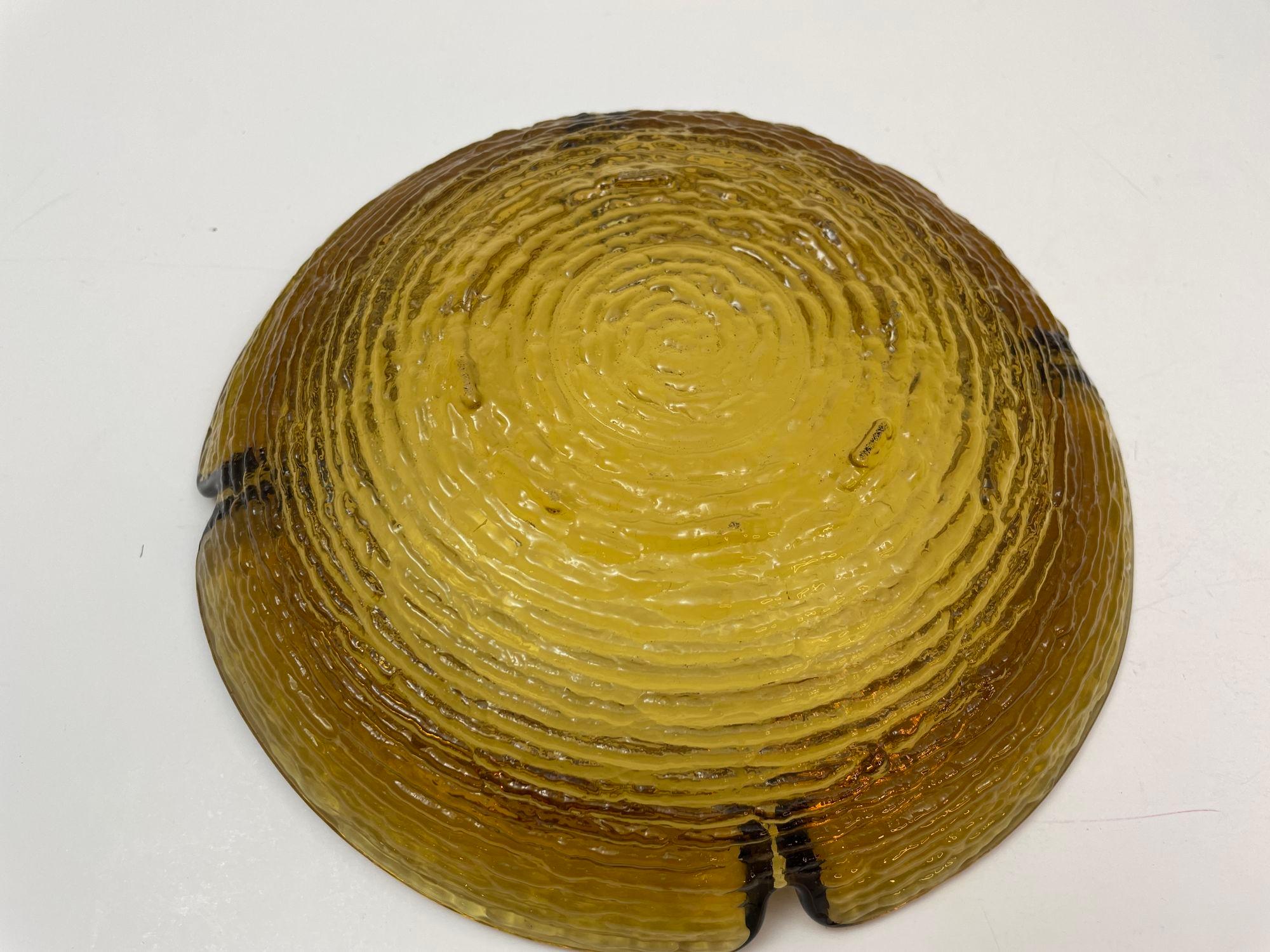 Vintage American Mid-century Large Textured Amber Glass Ashtray Anchor Hocking 3
