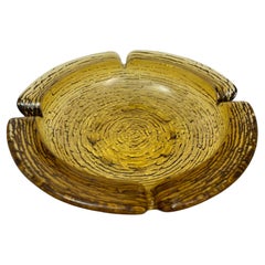 Vintage American Mid-century Large Textured Amber Glass Ashtray Anchor Hocking