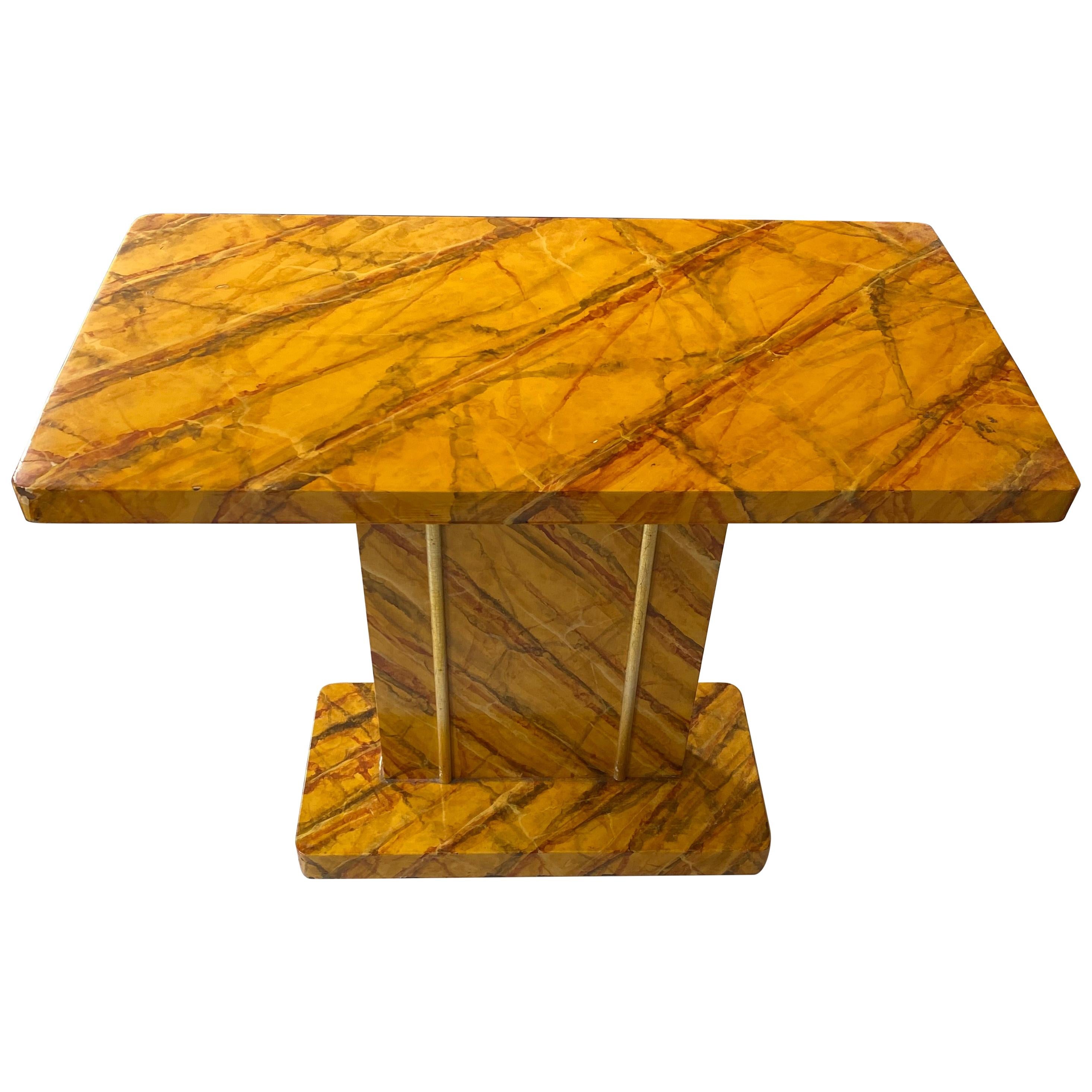 Vintage American Mid-Century Modern Faux Marble Console For Sale