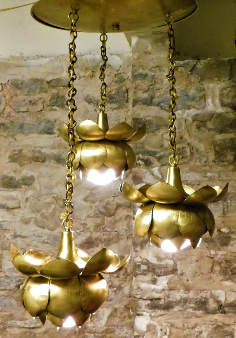 Vintage American Mid-Century Modern Feldman Brass Lotus ...