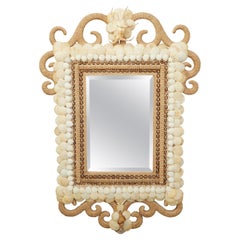 Vintage American Midcentury Mirror with Shells and Scrolling Rope Motifs
