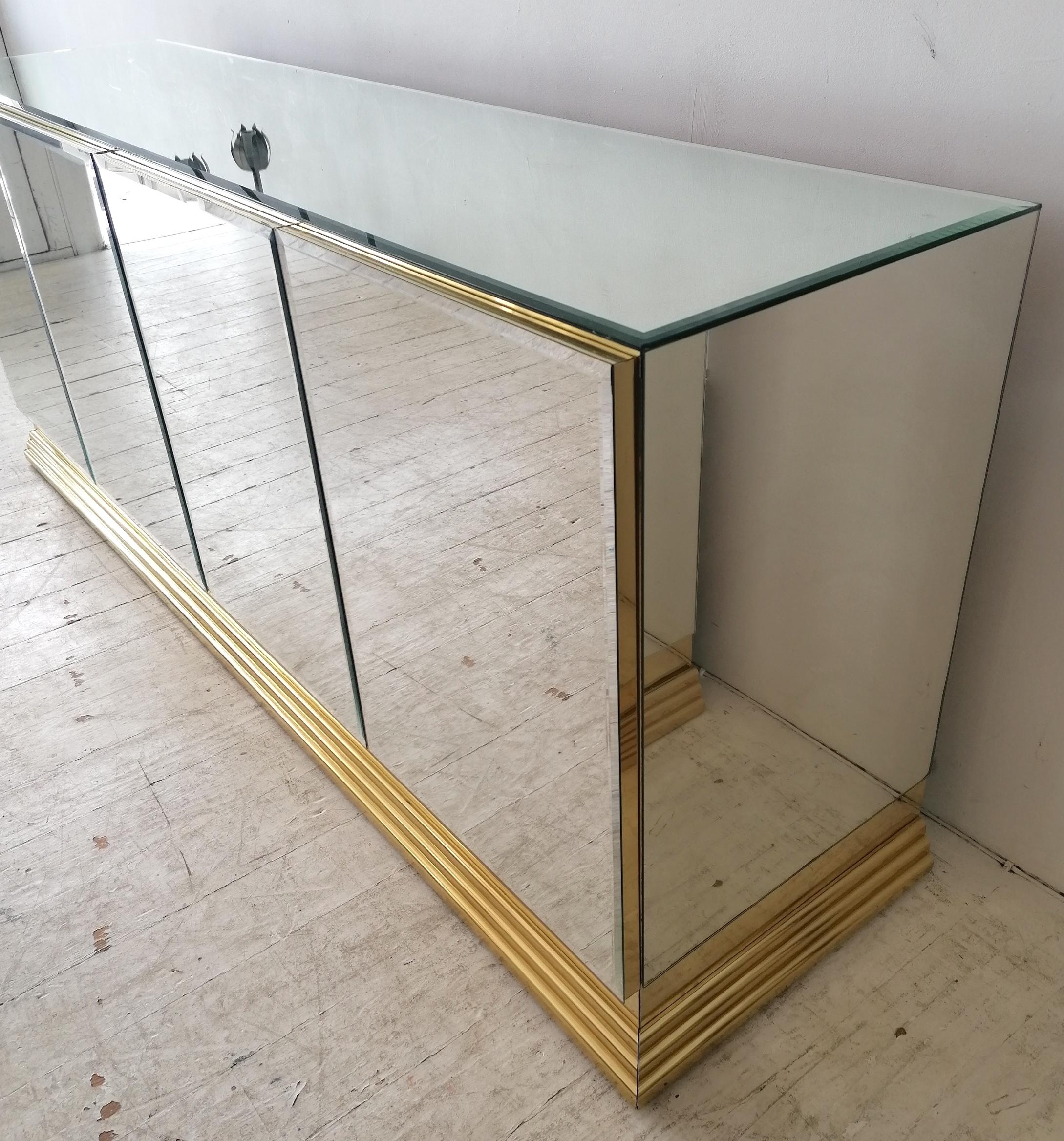 Vintage American Mirrored Glass Sideboard By Ello Furniture, 1970s 1980s 9